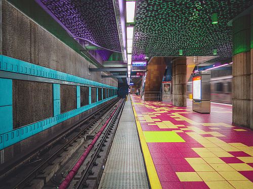 railways in a train station close-up photography